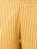 Thumbnail for Janasya Women's Yellow Cotton Floral Printed Gathered Casual Kurta Set - Distacart