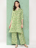 Thumbnail for Janasya Women's Green Moss Digital Floral Printed Straight Casual Kurta Set - Distacart
