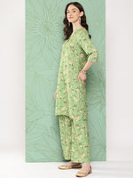 Thumbnail for Janasya Women's Green Moss Digital Floral Printed Straight Casual Kurta Set - Distacart