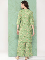 Thumbnail for Janasya Women's Green Moss Digital Floral Printed Straight Casual Kurta Set - Distacart