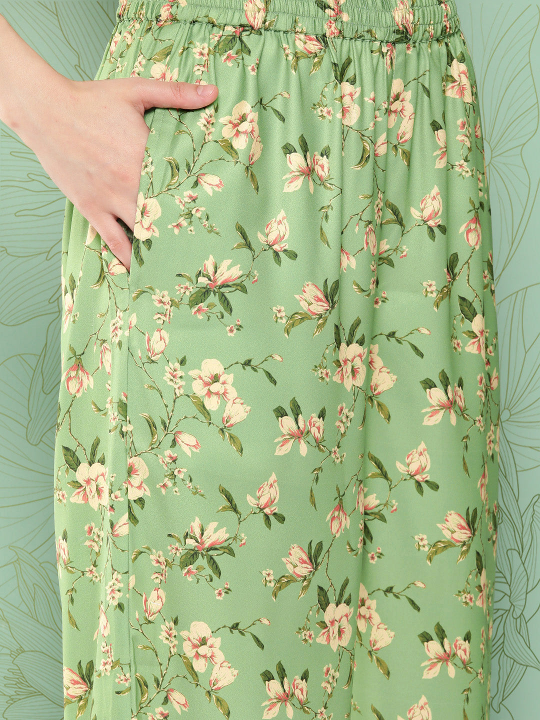 Janasya Women's Green Moss Digital Floral Printed Straight Casual Kurta Set - Distacart