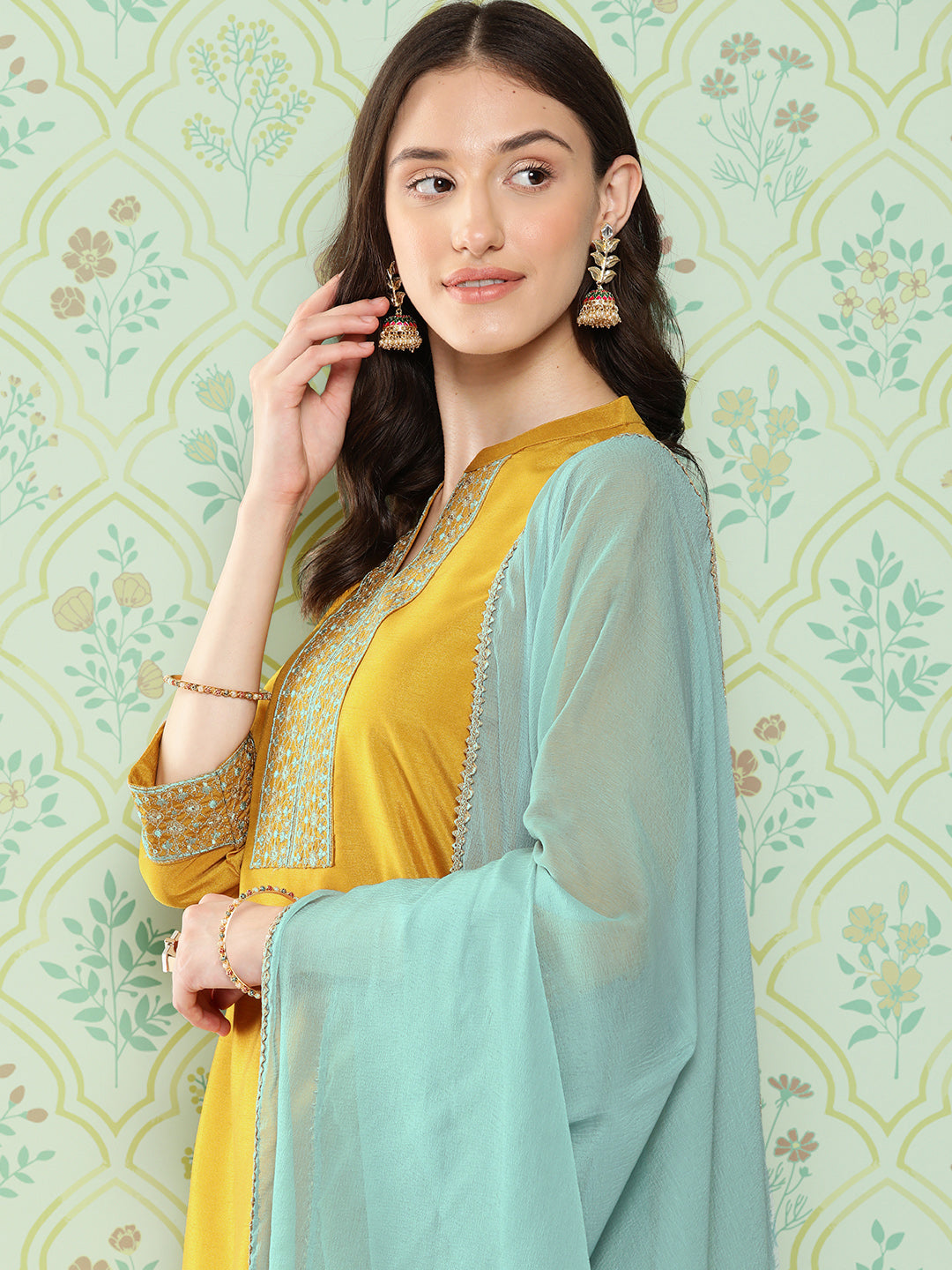 Janasya Women's Mustard Crepe Silk Solid Straight Festive Kurta Set - Distacart