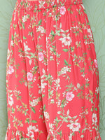 Thumbnail for Janasya Women's Pink Moss Digital Floral Printed Straight Festive Kurta Set - Distacart