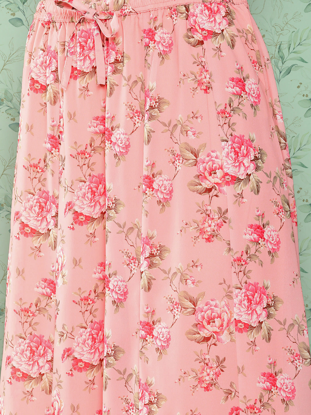 Janasya Women's Peach Georgette Digital Floral Printed Peplum Festive Top Set - Distacart