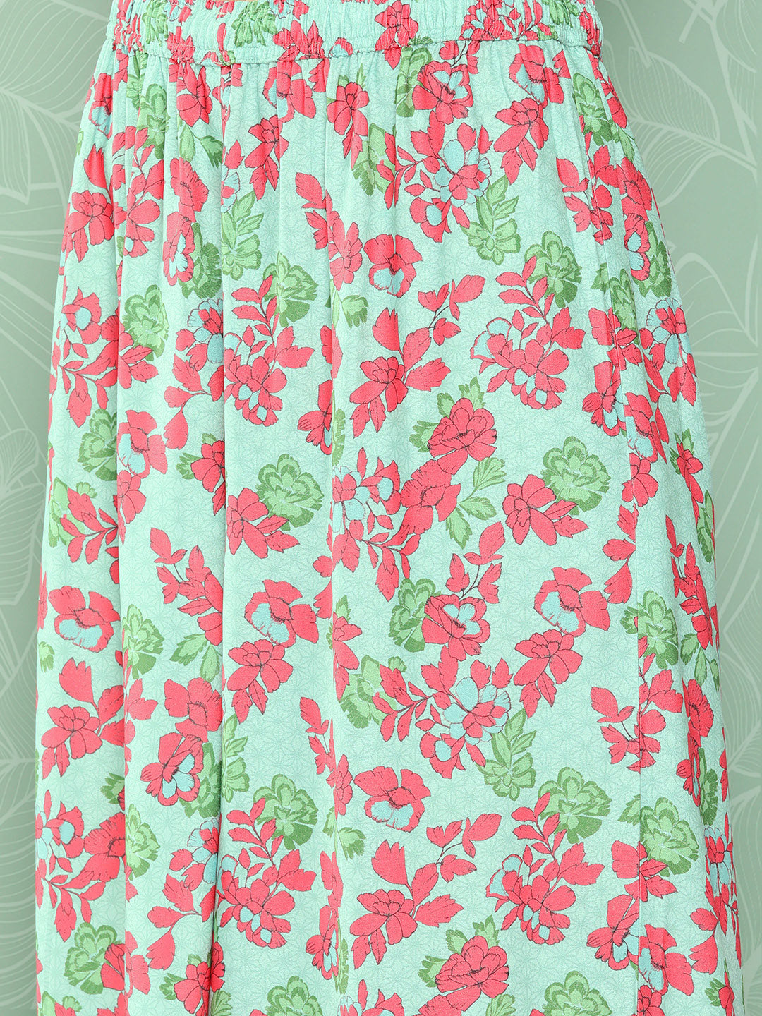 Janasya Women's Mint Moss Floral Digital Printed Angrakha Festive Kurta Set - Distacart