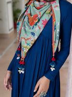 Thumbnail for Janasya Women's Blue Rayon Solid Festive Gathered Kurta Set - Distacart