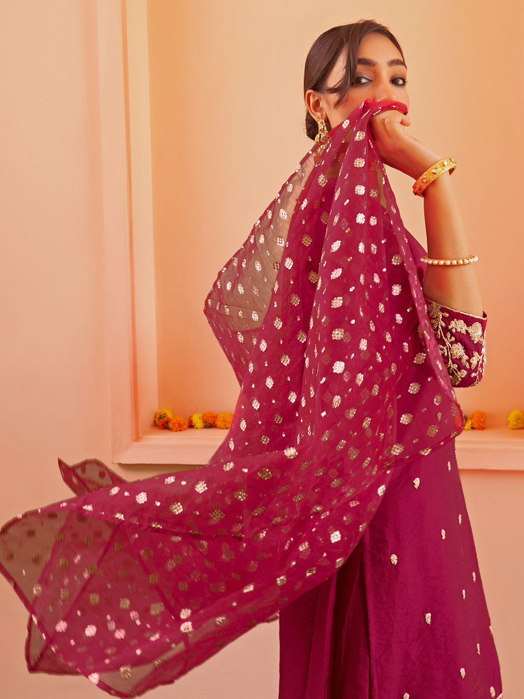 Janasya Women's Pink Chanderi Embellished Festive Straight Kurta Set - Distacart