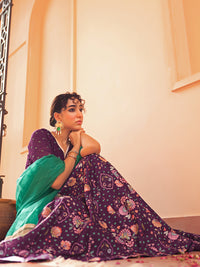 Thumbnail for Janasya Purple Georgette Digital Floral Printed Festive Lehenga Choli - Distacart