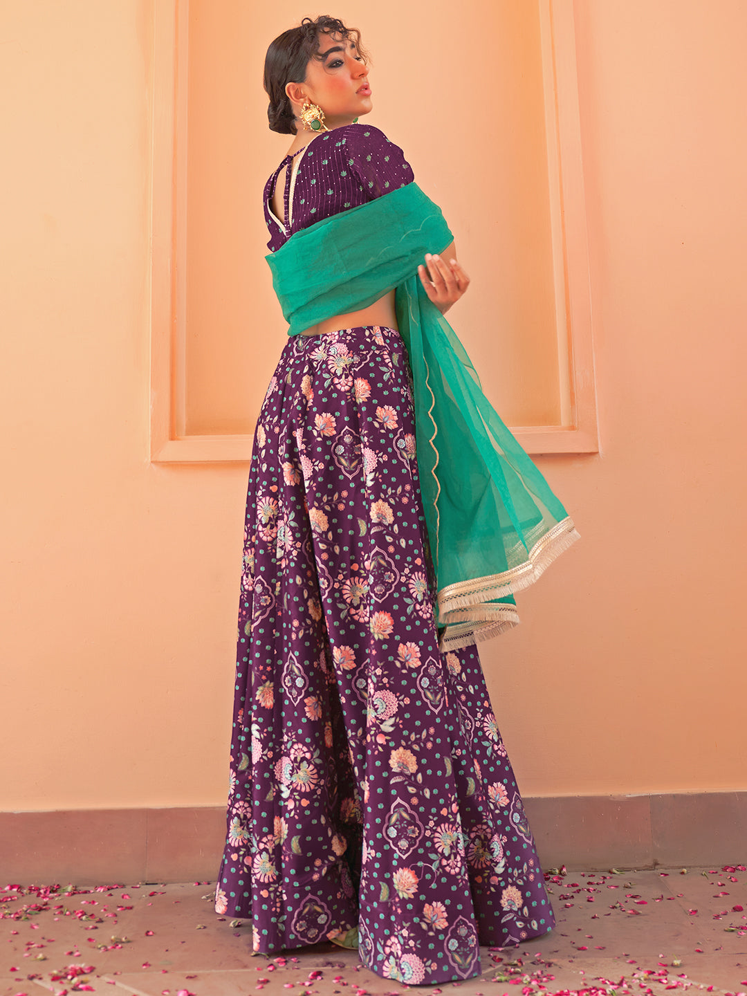 Janasya Purple Georgette Digital Floral Printed Festive Lehenga Choli - Distacart