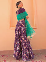 Thumbnail for Janasya Purple Georgette Digital Floral Printed Festive Lehenga Choli - Distacart