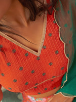 Thumbnail for Janasya Orange Georgette Digital Floral Printed Festive Lehenga Choli - Distacart