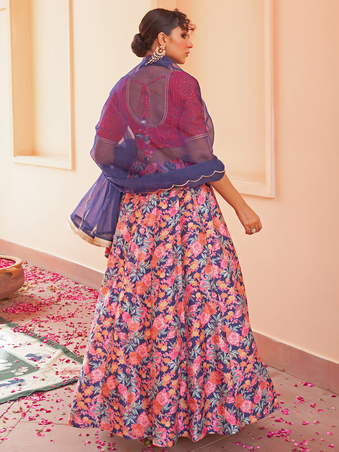 Janasya Red Georgette Digital Floral Printed Festive Lehenga Choli - Distacart