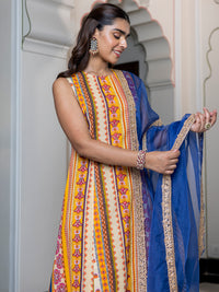 Thumbnail for Janasya Women's Multicolor Cotton Ethnic Printed Festive A-line Kurta Set - Distacart