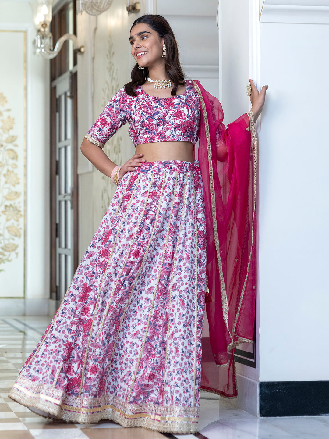 Janasya White Cotton Embellished Festive Lehenga Choli - Distacart