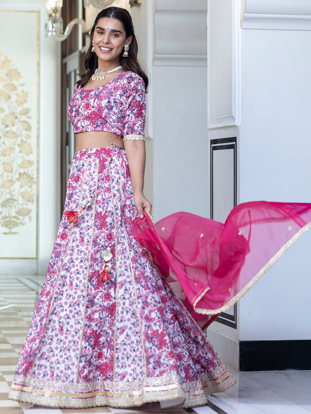 Janasya White Cotton Embellished Festive Lehenga Choli - Distacart
