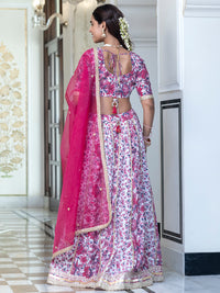 Thumbnail for Janasya White Cotton Embellished Festive Lehenga Choli - Distacart