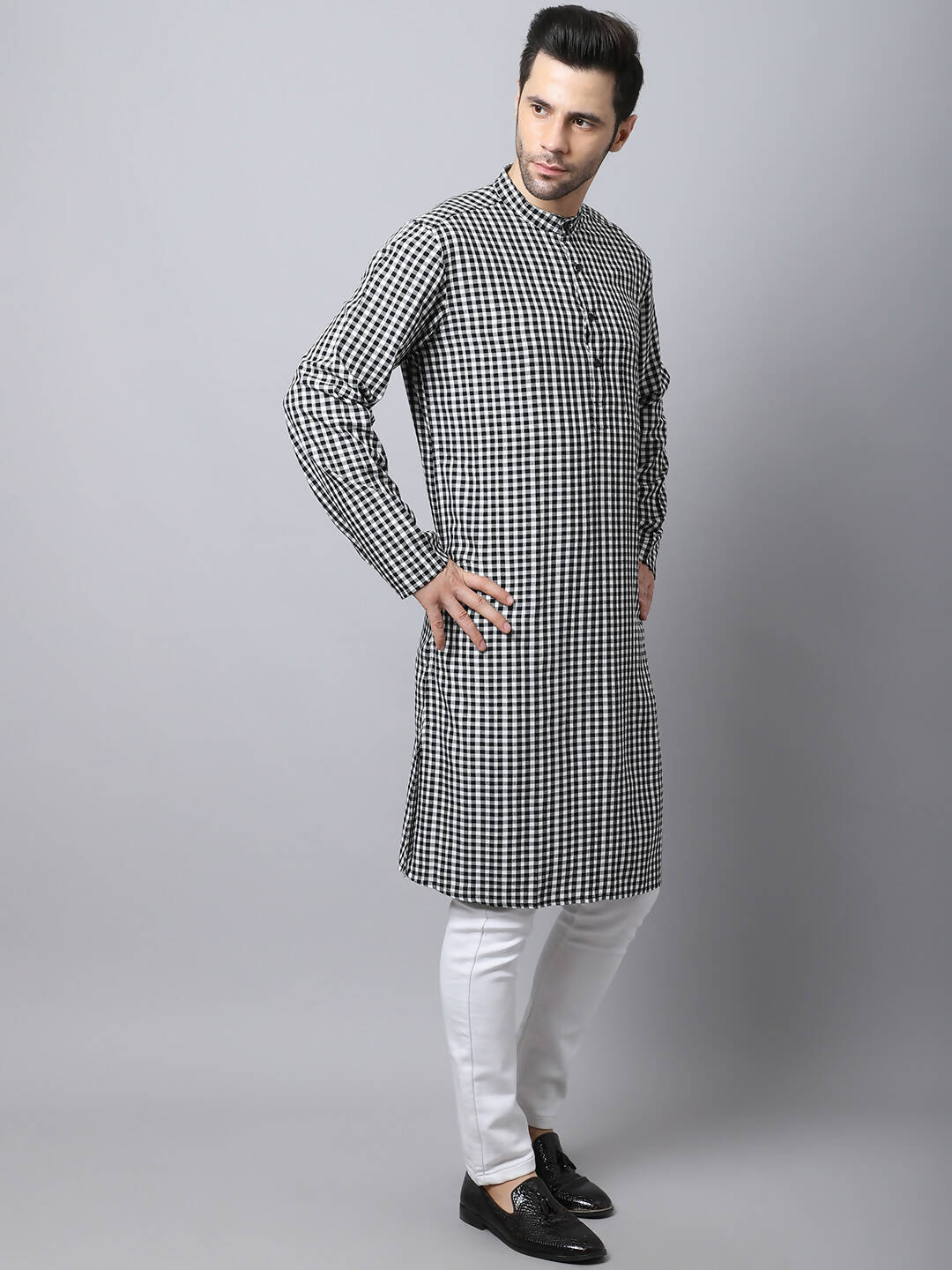 Even Apparels Multi Pure Cotton Men's Kurta With Band Collar - Distacart