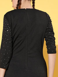 Thumbnail for Lyush Women's Black Studded Bodycon Dress - Distacart
