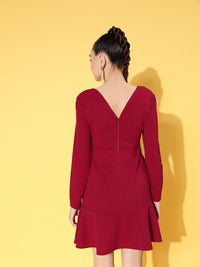Thumbnail for Lyush Women's Red Cotton Front Cut Out Skater Dress - Distacart