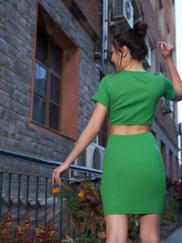 Thumbnail for Lyush Women Green Rib Waist Cut Out Bodycon Dress - Distacart