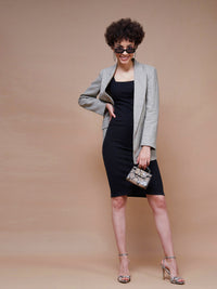 Thumbnail for Lyush Women Black Rib Square Neck Midi Dress - Distacart