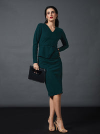 Thumbnail for Lyush Women Emerald Peplum Bodycon Dress - Distacart