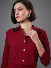 Thumbnail for Lyush Women Maroon Strappy Bodycon Dress With Crop Jacket - Distacart