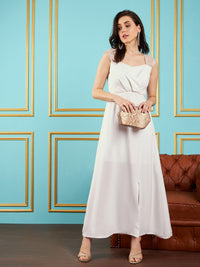 Thumbnail for Lyush Women White Embellished Back Cut-Out Maxi Dress - Distacart