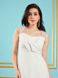 Thumbnail for Lyush Women White Embellished Back Cut-Out Maxi Dress - Distacart