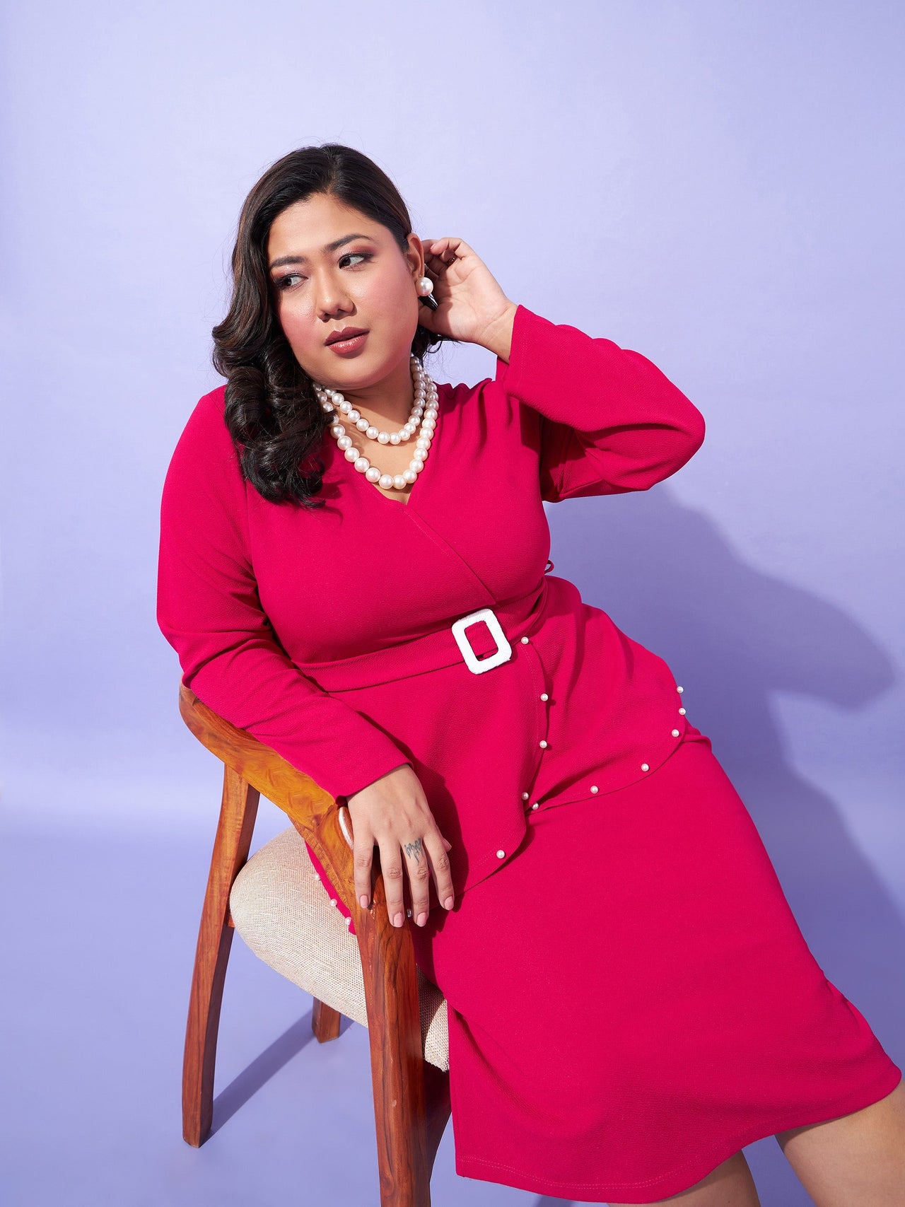 Lyush Women Fuchsia Peplum Bodycon Dress - Distacart