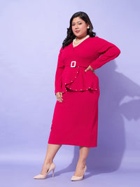 Thumbnail for Lyush Women Fuchsia Peplum Bodycon Dress - Distacart