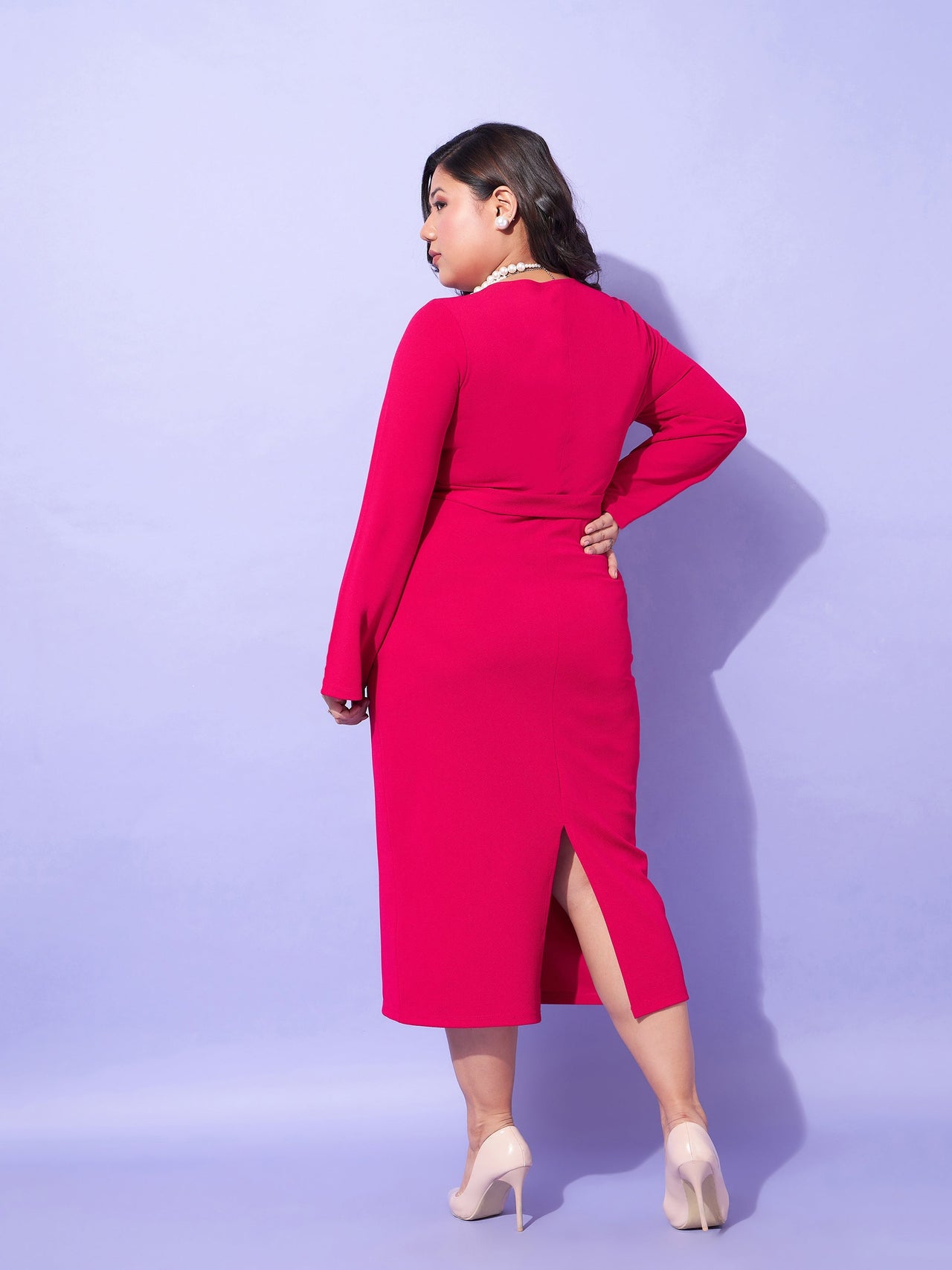 Lyush Women Fuchsia Peplum Bodycon Dress - Distacart
