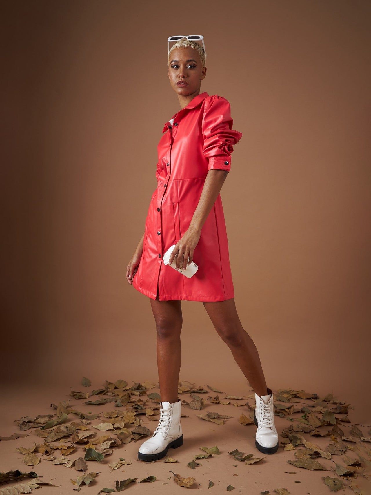 Lyush Women Red PU Shirt Dress - Distacart
