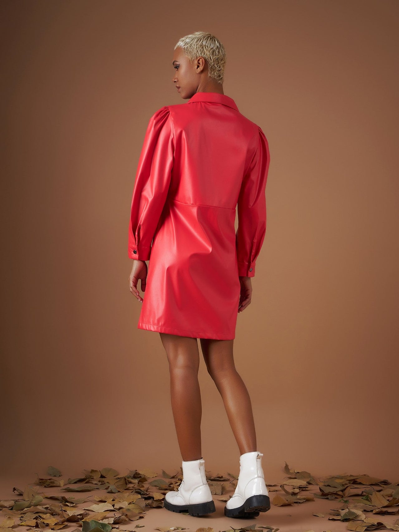 Lyush Women Red PU Shirt Dress - Distacart