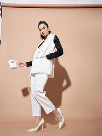 Thumbnail for Lyush Women White Show Pocket Sleeveless Longline Blazer - Distacart