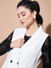 Thumbnail for Lyush Women White Show Pocket Sleeveless Longline Blazer - Distacart