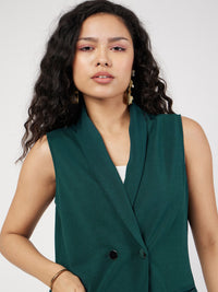 Thumbnail for Lyush Women Emerald Double-Breast Sleeveless Longline Blazer - Distacart
