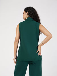 Thumbnail for Lyush Women Emerald Double-Breast Sleeveless Longline Blazer - Distacart
