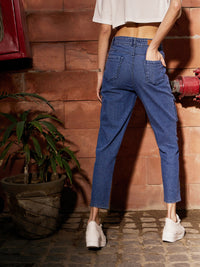 Thumbnail for Lyush Women Navy Denim Front Patch Pocket Jeans - Distacart