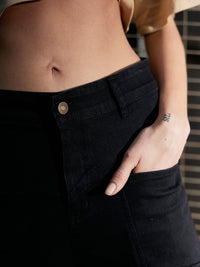 Thumbnail for Lyush Women Black Denim Front Patch Pocket Jeans - Distacart