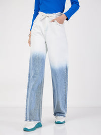 Thumbnail for Lyush Women Blue & White Ombre Straight Jeans - Distacart