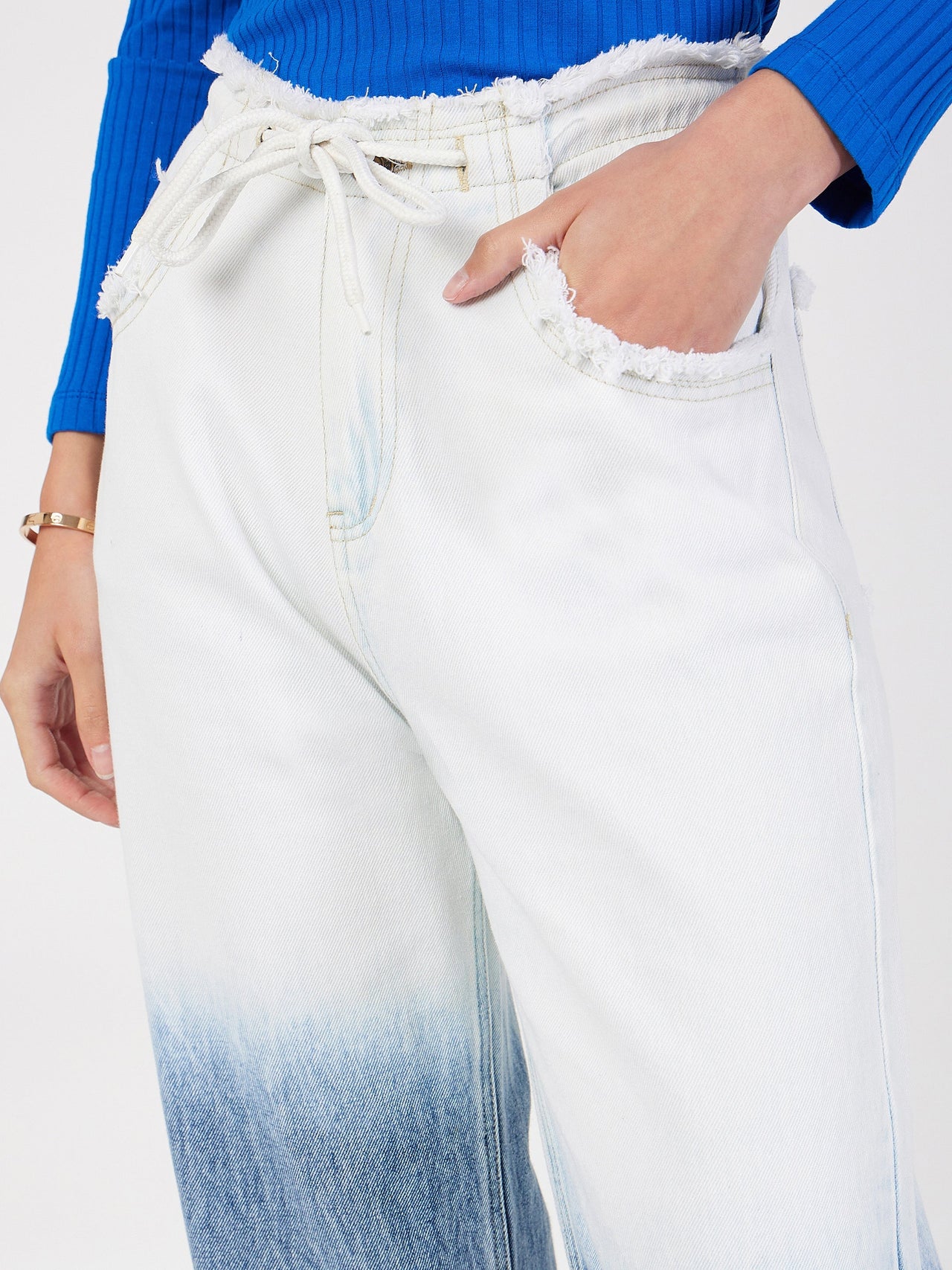 Lyush Women Blue & White Ombre Straight Jeans - Distacart
