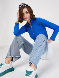 Thumbnail for Lyush Women Blue & White Ombre Straight Jeans - Distacart