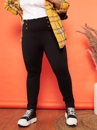 Thumbnail for Lyush Women Black Show Button High Waist Jeggings - Distacart