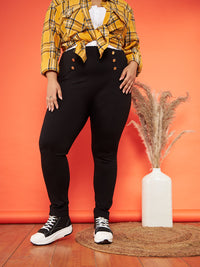 Thumbnail for Lyush Women Black Show Button High Waist Jeggings - Distacart