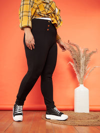 Thumbnail for Lyush Women Black Show Button High Waist Jeggings - Distacart
