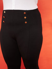 Thumbnail for Lyush Women Black Show Button High Waist Jeggings - Distacart