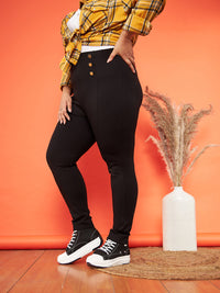 Thumbnail for Lyush Women Black Show Button High Waist Jeggings - Distacart