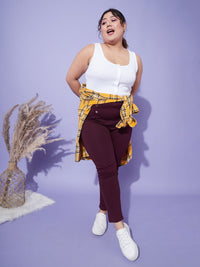 Thumbnail for Lyush Women Burgundy Show Button High Waist Jeggings - Distacart