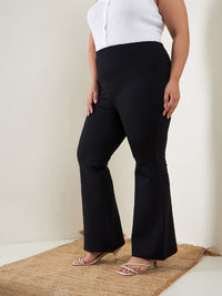 Thumbnail for Lyush Women Black Bell Bottom 4-Way Stretch Trousers - Distacart